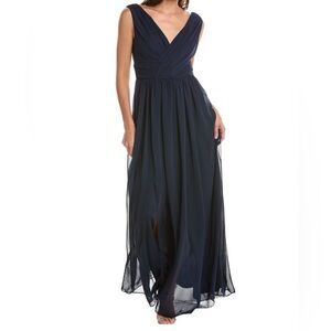 Dessy Collection Draped Chiffon Maxi Dress size 10 black